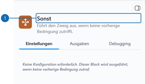 Detailansicht: Sonst. Markierte Beschriftungen zeigen die Einstellungen im Editor. Die Abbildung zeigt eine Beispielkonfiguration, keine ausgeführte Aktion.